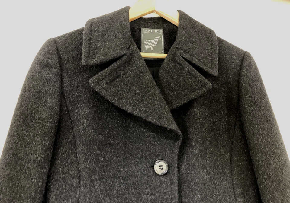 Lanificio 100% Baby Alpaca Sz Small 34" Chest Gray Coat Peru Italian Lining - Image 3 of 4