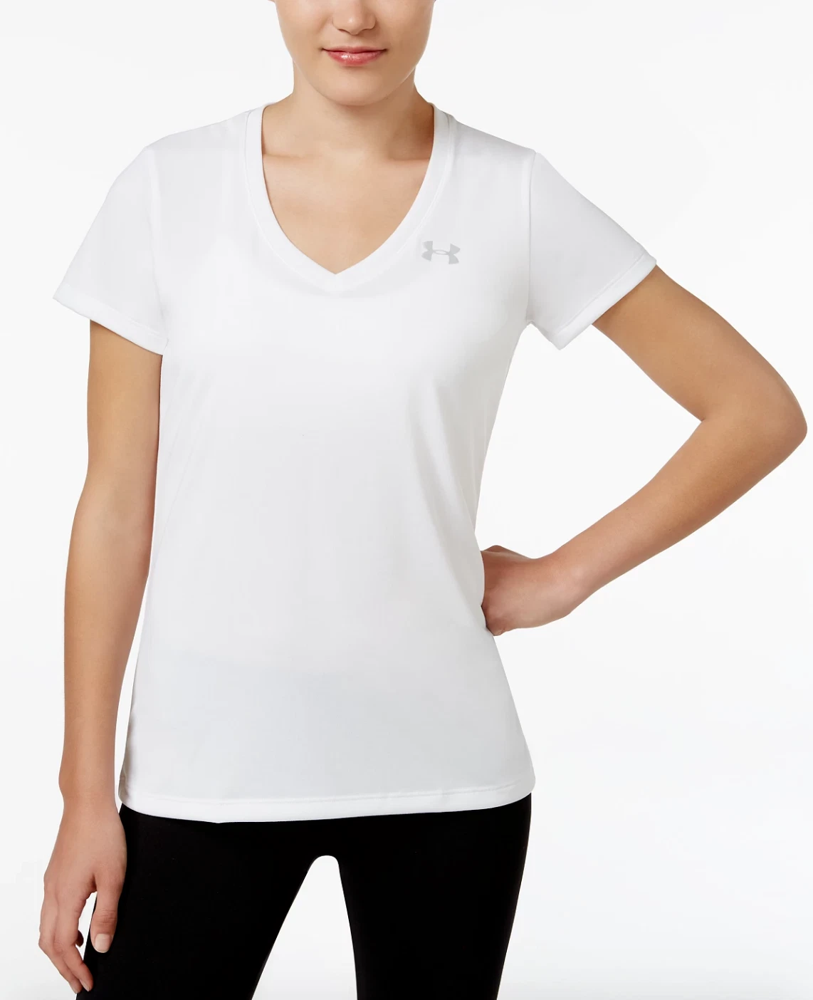 Under Armour L79833 Womens White V Neck T Shirt Size Medium