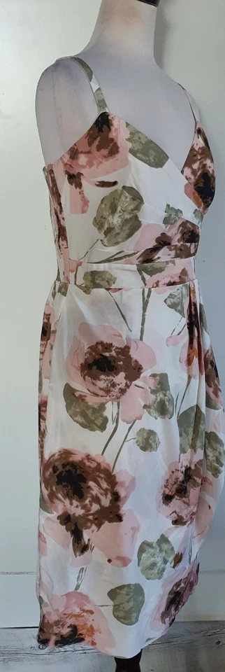 TOGETHER Womens Ivory/Pink/Green Floral Dress Size 38 - image 2 of 4