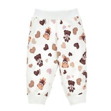 MONNALISA Pantalone felpa neonata bambina panna orsetti e cuori stampa 18 mesi