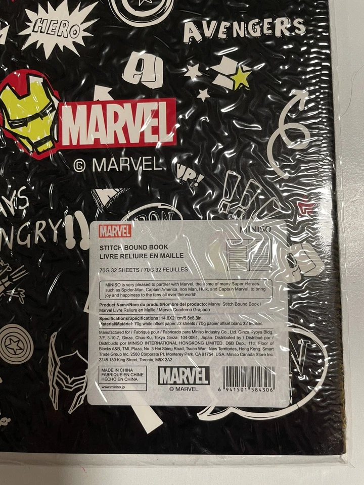 Marvel Iron Man Stitch Bound Book 32 páginas, 5,5 x 8,5, Miniso, Nuevo en Paquete Foto 3 de 3