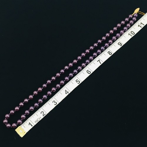 Necklace Purple Faux Pearl Long 24 Inch Vintage - Picture 7 of 10