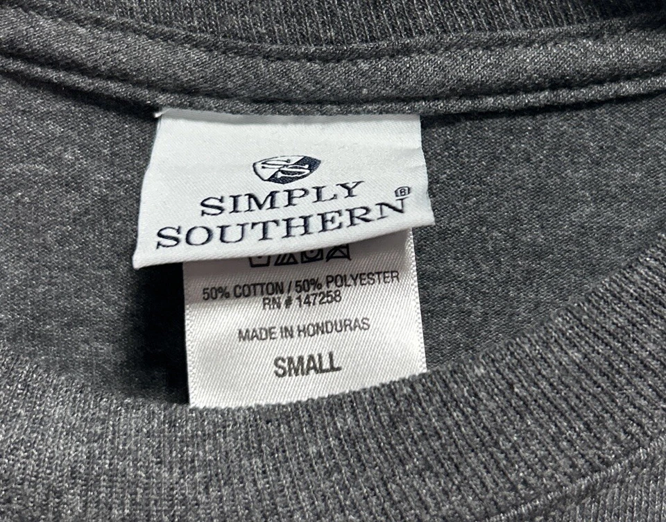 Camiseta Simply Southern Texas Manga Larga Gris Talla Pequeña Nueva Con Etiquetas Foto 4 de 4