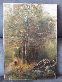 Tableau ancien XIXème Ecole Barbizon Huile Sur Toile