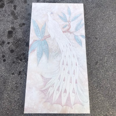 Large White Peacock oil painting on canvas Signed Felix  Art Deco 25/40 