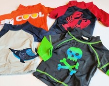 Gymboree 3-6 mo Boys Swim Rash Guard Set Skull Fish orange NWT
