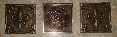 Antique Lot Of 3 Brass/ Copper  2 × 2 Inch Enlays - Woodworking Etc.