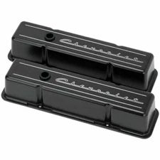 Billet Specialties BLK95223 Script Tall Valve Covers Satin Black Powder Coat