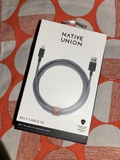 NATIVE UNION GREY BELT CABLE XL 10ft USB-A NEW