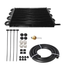 8 Rows Aluminum Remote Transmission Oil Cooler Radiator Converter Kit Universal