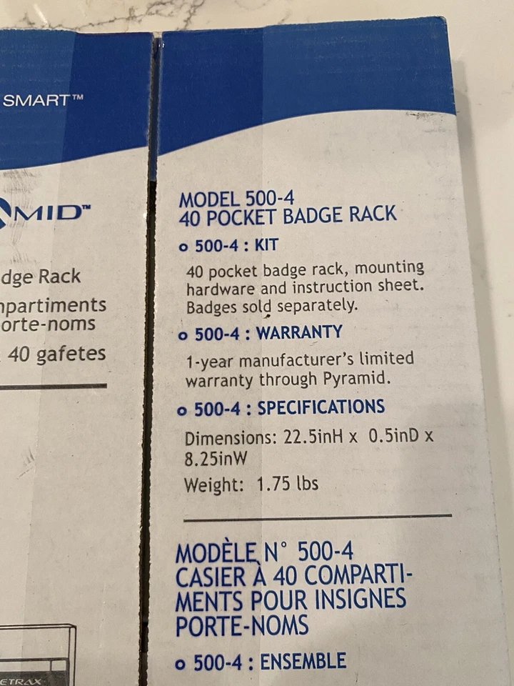 Pyramid Timetrax Badge Rack 500-4 Badge Rack 40 Pocket White Wall Mount NEW - Image 4 of 4