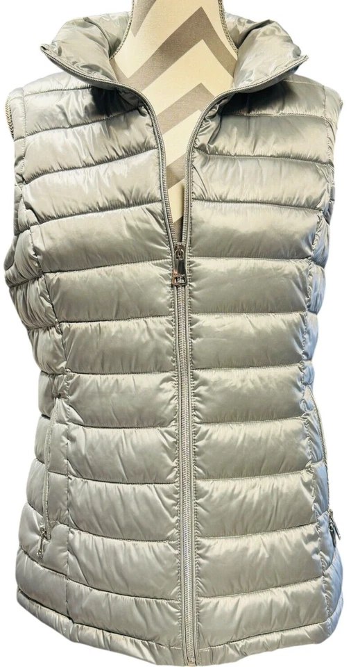 Chaleco acolchado de plumón plateado Calvin Klein - Bolsillos con cremallera - Para mujer Pequeño/Pequeño Foto 3 de 4