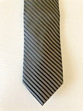 Bruno Piattelli Men's Necktie Tie Silk Black Gray Striped Hand Made
