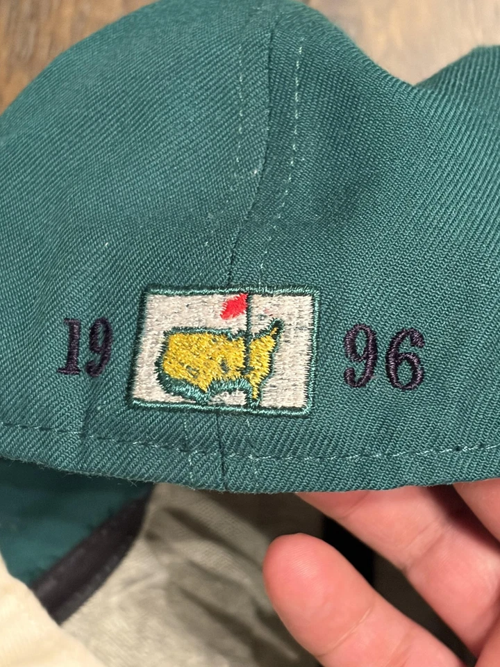 Gorra de golf vintage Masters Augusta ajustada para hombre 7 1/2 verde PGA New Era años 90 Foto 2 de 4