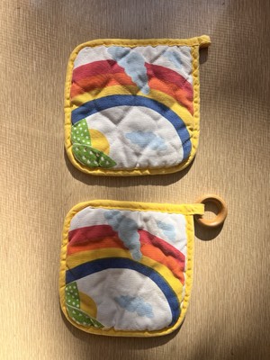 Vintage 2 Pc Rainbow Scene Pot Holder  R.A. Briggs  The Kitchen Shoppe