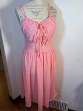Vintage 1960 s Pink Lace Bodice Women s Nightdress slip Sz M coquette shear