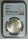 NGC 1891-S Morgan Dollar MS64