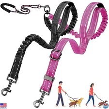 Tangle-Free Double Dog Leash - 360   Swivel, 4 Handles, Lightweight, Reflective