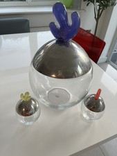 Alessi Italy, large Glass Biscuit Cookie Jar & 2 spice jars - Joanna Lyle style 