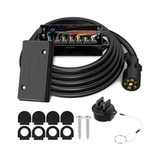 8ft 7 Way Trailer Plug Cord with 7 Gang Junction Box, 7 Pin Trailer Wiring Ha...