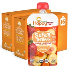 Happy Tot Organics Stage 4 Baby Food Pack of 16, Banana Carrot Strawberry