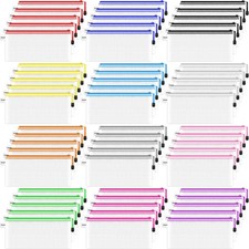 Smarpau 60 Pcs Pencil Pouch, 12 Colors 9.3" x 4.7" Small Mesh Zipper Pouches ...