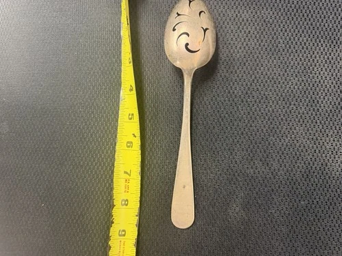 S Kirk & Son Repousse Sterling Silver Pierced Serving Spoon 8 1/2” No Monogram