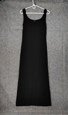 VTG GAP Maxi Tank Dress Black Slit Women S Y2K Minimalist Rayon Poly EUC