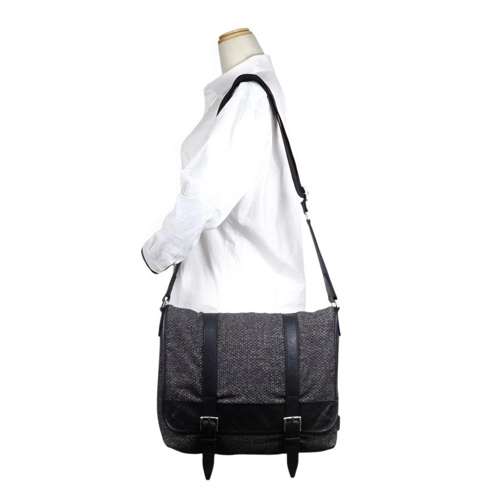 Burberry Men's Shoulder Bag Messenger Wool Leather Gray Black Used Authentic - Image 2 of 4