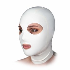 White Latex Hood with Back Zipper Rubber Mask Clubwear Fetish BDSM 0.4mm