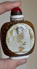 Chinese vintage antique snuff box with hand-painted erotic milk glass Qianlong
