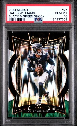 2024 PANINI SELECT BLACK & GREEN SHOCK #25 CALEB WILLIAMS ROOKIE RC PSA 10