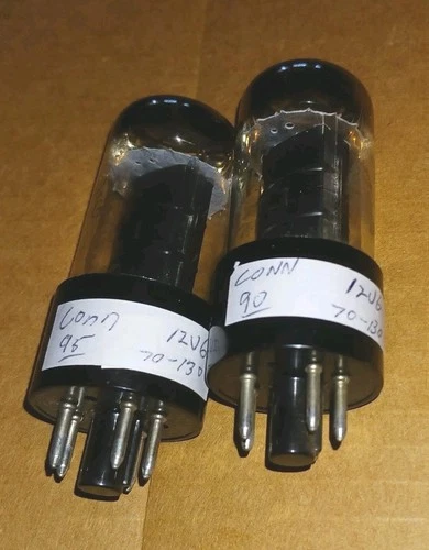 VINTAGE LOT OF 2 CONN 12V6 BEAM POWER PENTODE AMPLIFIER TUBES TV,RADIO TEST GOOD