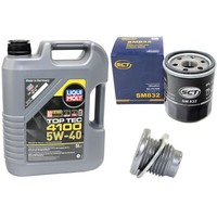 MotoröL Set ÖLfilter SM832 5W40 5Liter + ÖLablassschraube FüR Dacia Renault Clio