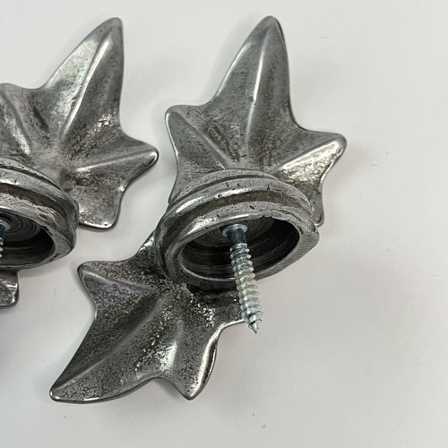Curtain Rod Finials end cap Maple leaves Wood Screw 5/32" Aluminum 1" ID Slot Q - Picture 5 of 12