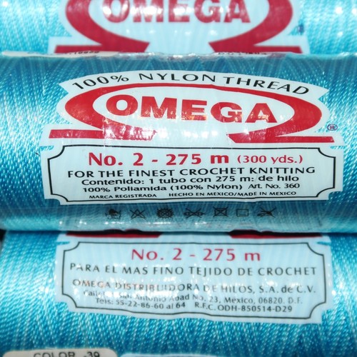 Lot of 12 Skeins OMEGA 100% Nylon Thread #2 Turquoise Blue - 275 Meters Each - Picture 6 of 6