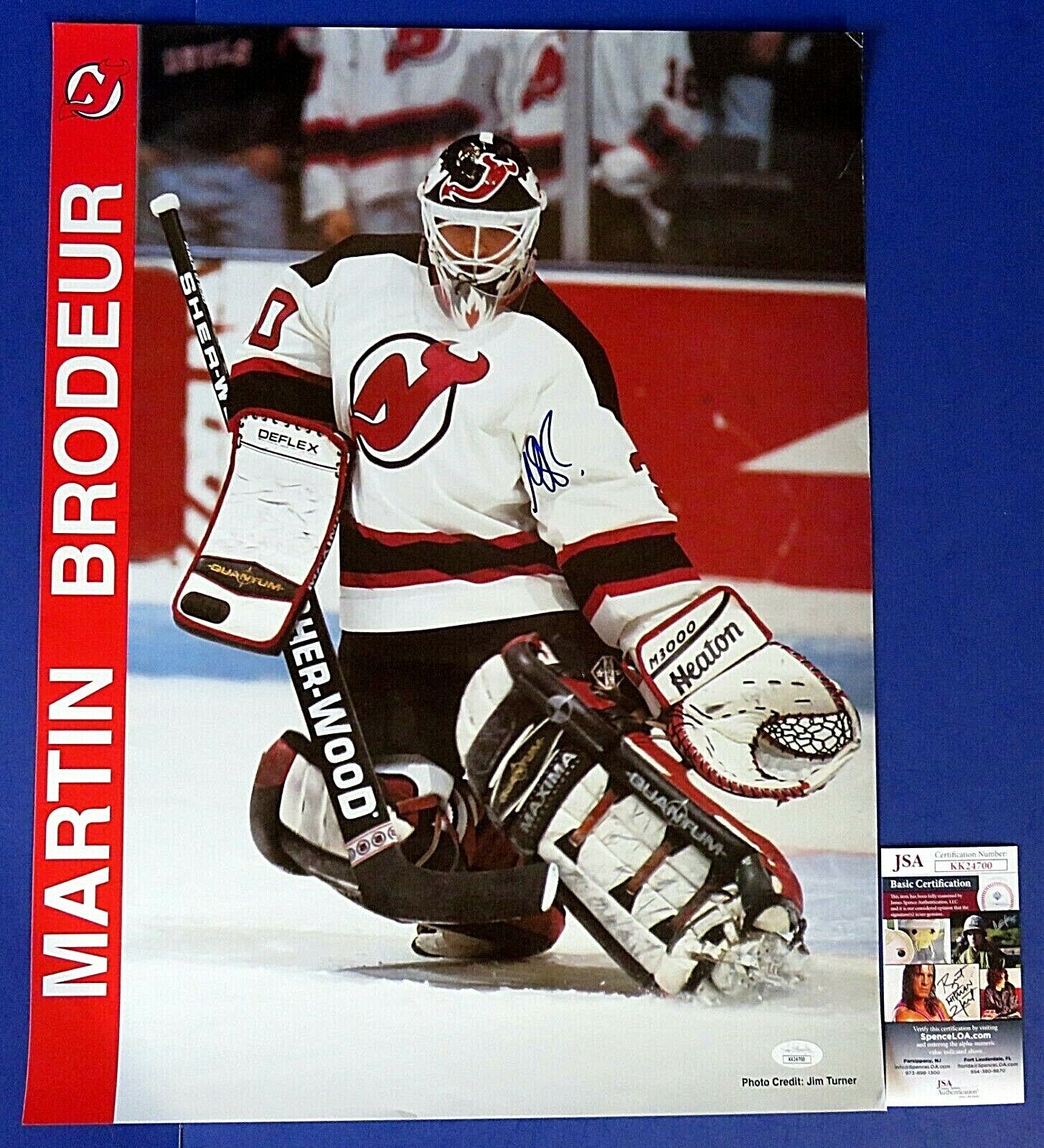 Martin Brodeur Signed Hockey Puck - 94 95 Stanley Cup Champs PSA