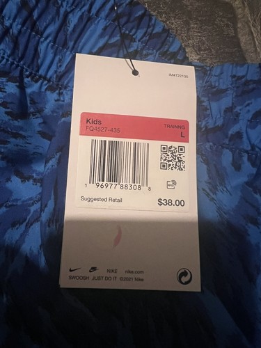 Nike One Kids Standard Fit Animal Print Shorts Dri-Fit Blue L FQ4527-435 - Picture 3 of 3