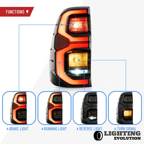Upgrade Smoked Full LED Tail Lights For Toyota Hilux 15-2023 w/Startup Animation - Picture 6 of 17