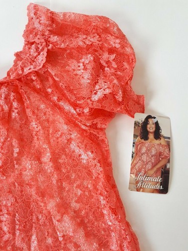 Shirley of Hollywood Sheer Mango Lace Nightshirt Size 18 UK Off-Shoulder Nightie - Picture 8 of 11