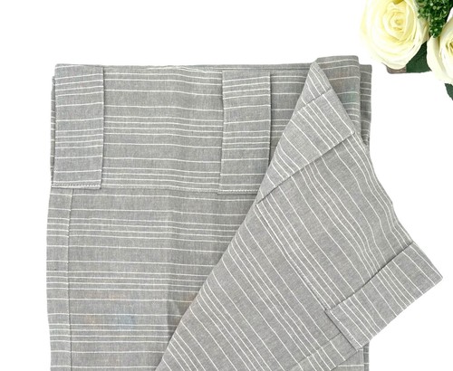 Weavetex Linen Blend Semi Sheer Curtain Panel Gray Stripe 54" x 88" Loop Tab Top - Picture 5 of 7