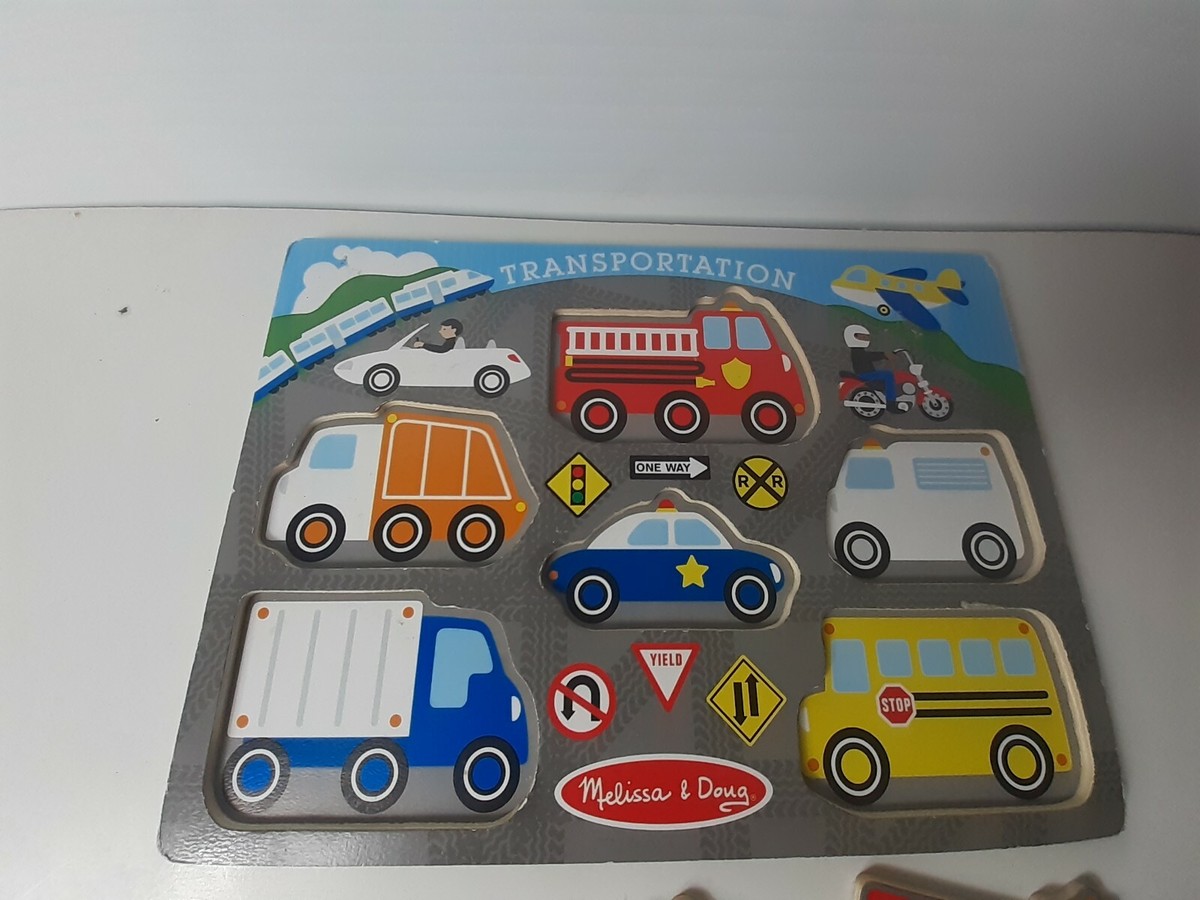 Melissa & Doug Transportation Wooden Peg Puzzle 6 Pieces Learning