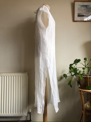 ZARA White 100% Linen Tunic Midi Dress. S 8 10 Cotton Lined. ZW Collection Gauzy - Picture 12 of 22