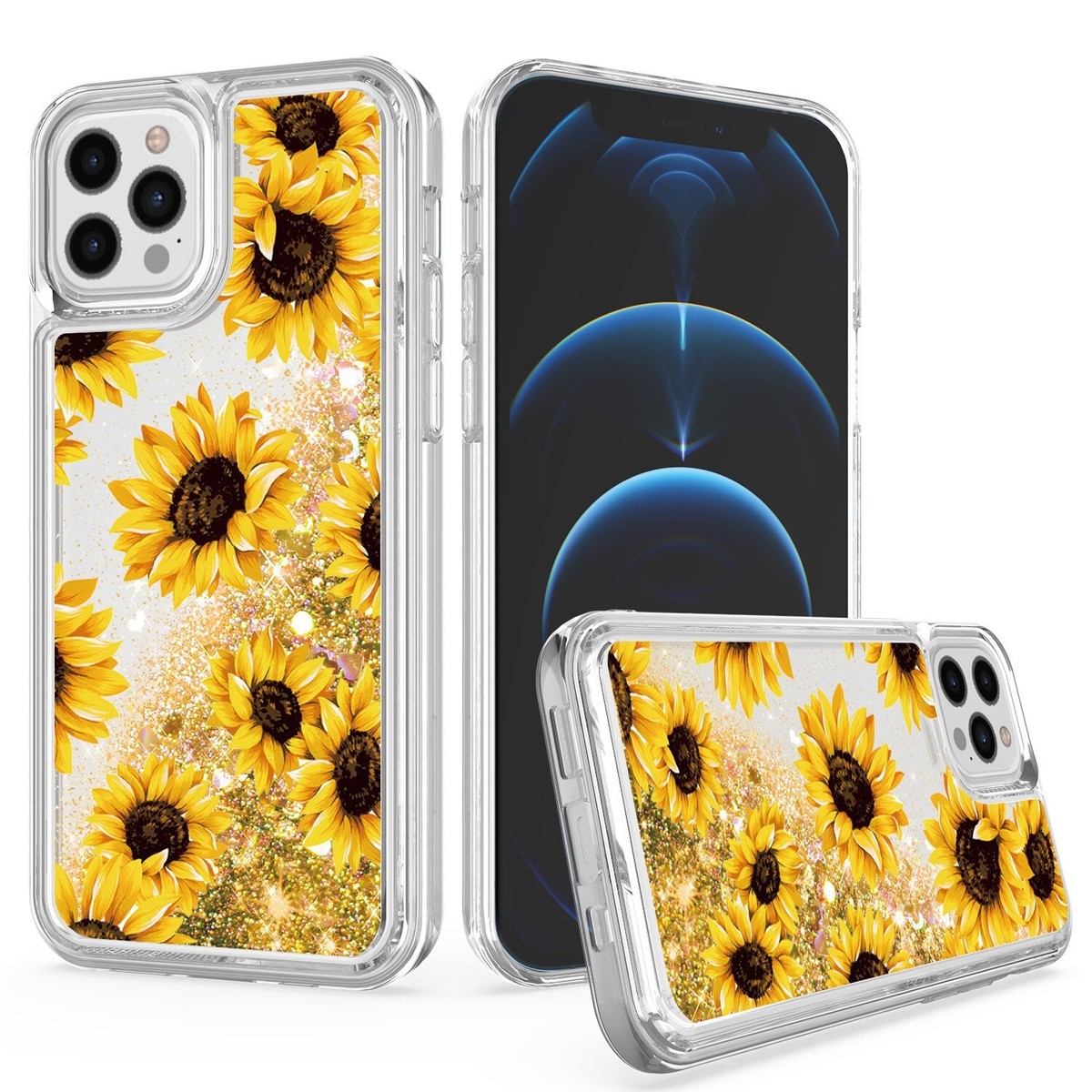 Design Water Quicksand Glitter Case Cover Floral For iPhone 11