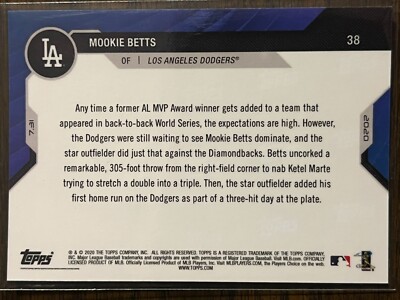 Topps - パラレル topps now card Mookie Betts 18SP 2020 Topps Now Mookie Betts #38 | eBay