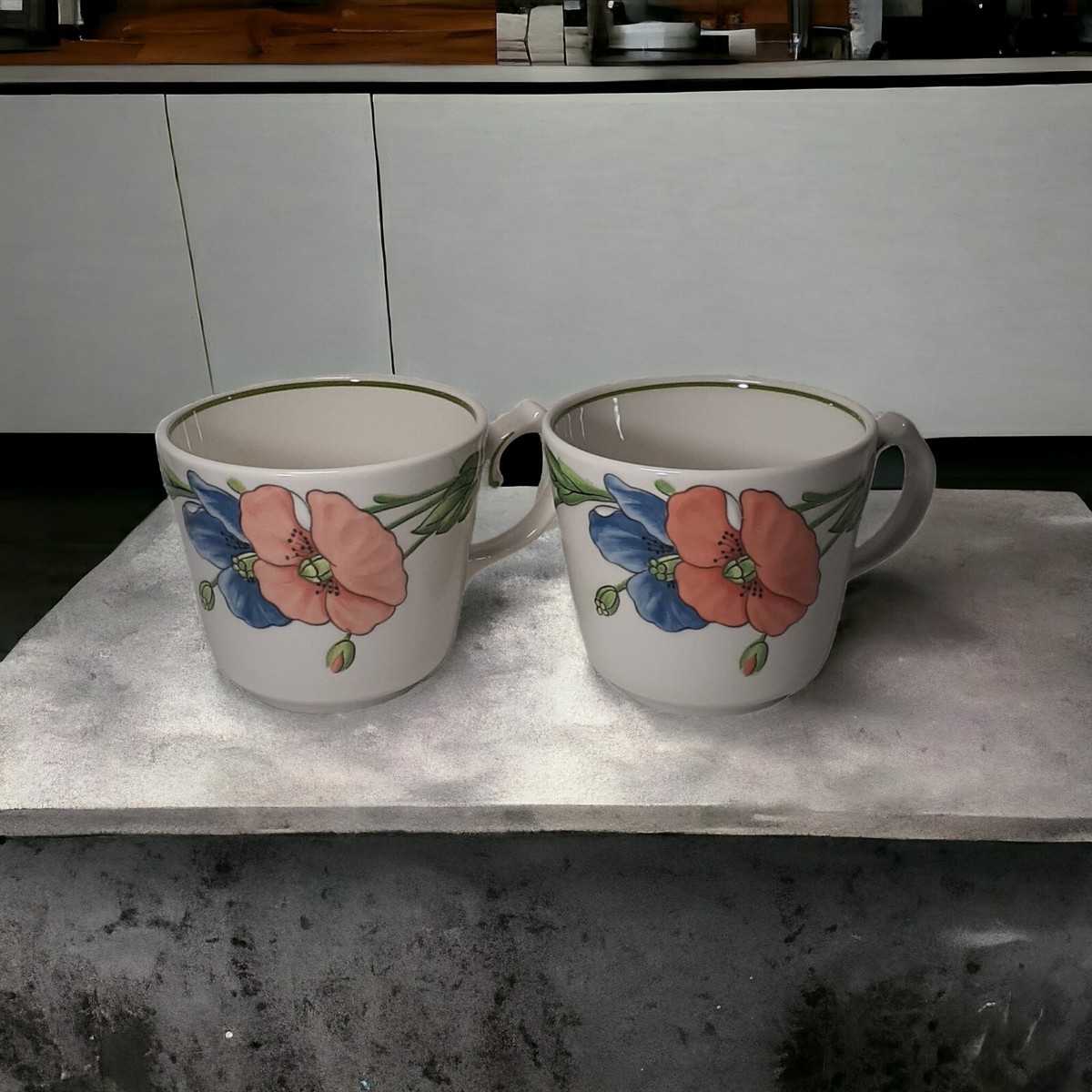 Vintage Villeroy Boch Germany Amapola Orange Blue Flowers