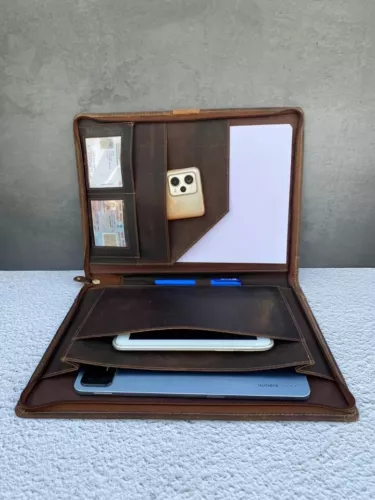 Buffalo Leather Portfolio Business Organizer Padfolio A4 Folder Document Case