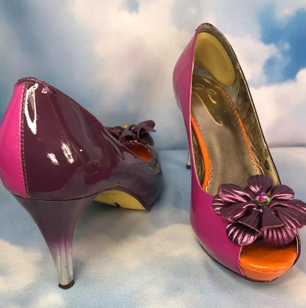 80's 90's Vibe Color Block Pumps Shoes Ombre Acrylic Heel M