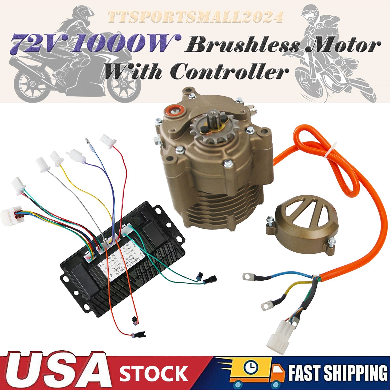 72V 1000W Brushless Motor and Controller Kit for ATV Go Kart Drift Trike Wheelers  