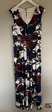 Linea Floral Jersey V Neck Maxi Dress Wide Straps Lined UK 12